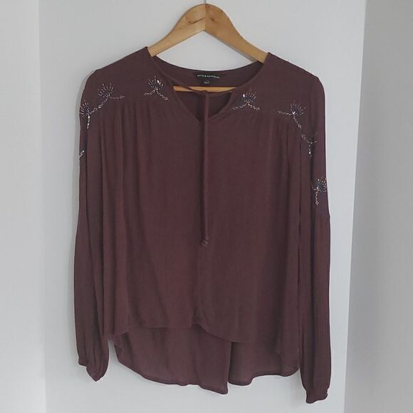 Rock & Republic Long Sleeve Beaded Embroidered Blouse Size XS - Picture 1 of 8
